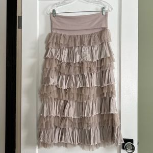 Free People dusty pink multi-tiered ruffle skirt